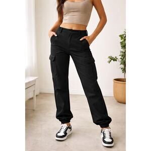 American Eagle Womens Cargo Pants Size 8 Black Stretch Utility Casual